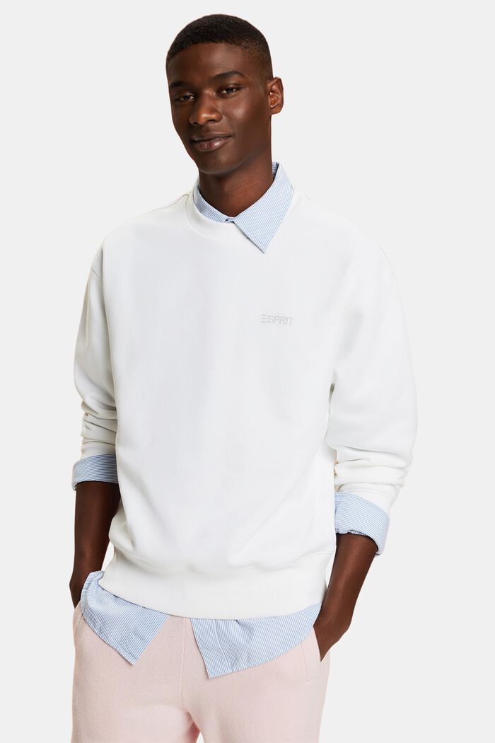 Sweatshirt i fleece med logo, unisexmodell, WHITE, detail image number 2