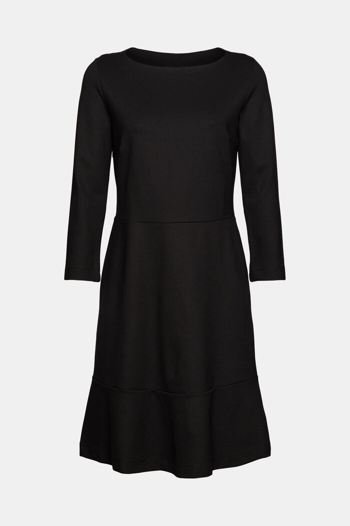 Knälång stickad klänning med volangfåll, BLACK, detail image number 6
