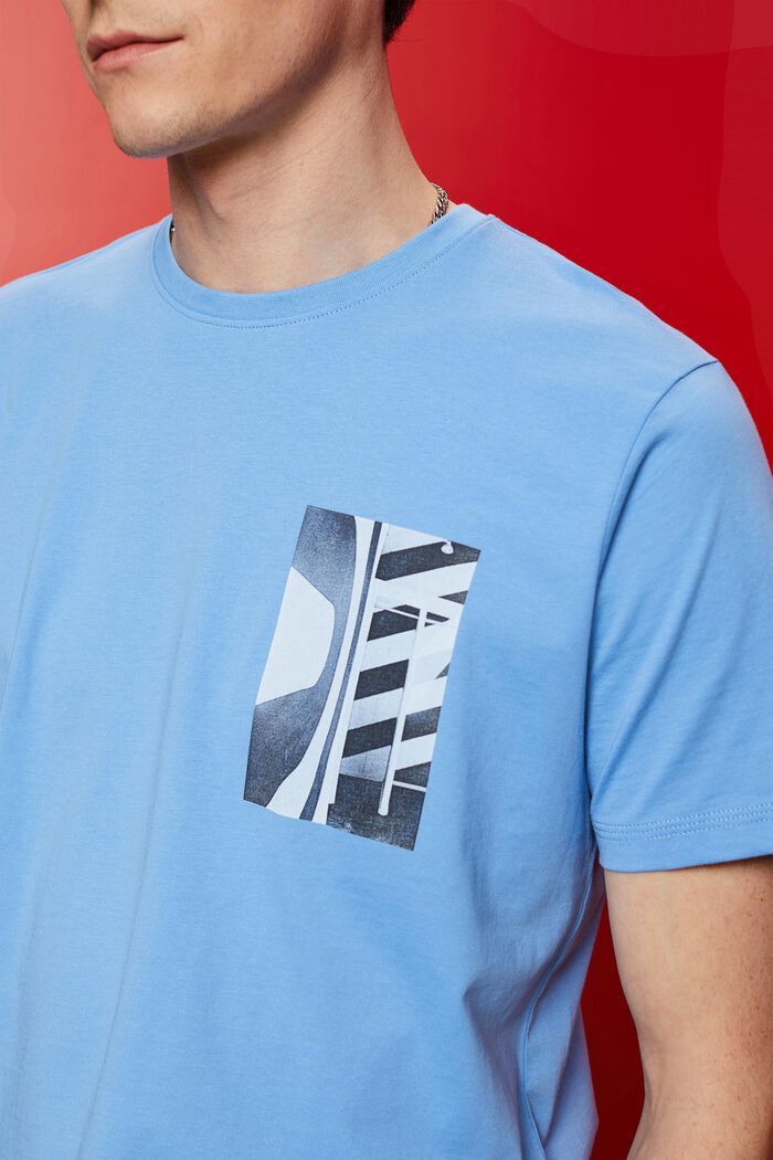 T-shirt med rund ringning, 100 % bomull, LIGHT BLUE, detail image number 2