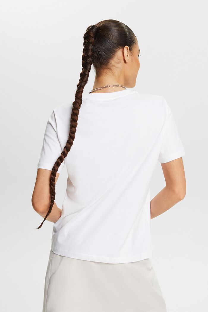 Bomulls-T-shirt med grafiskt tryck, WHITE, detail image number 2