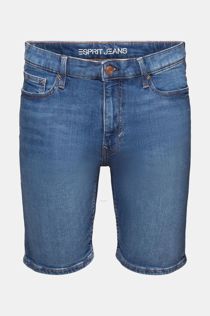 Raka jeansshorts med medelhög midja, BLUE MEDIUM WASHED, detail image number 6