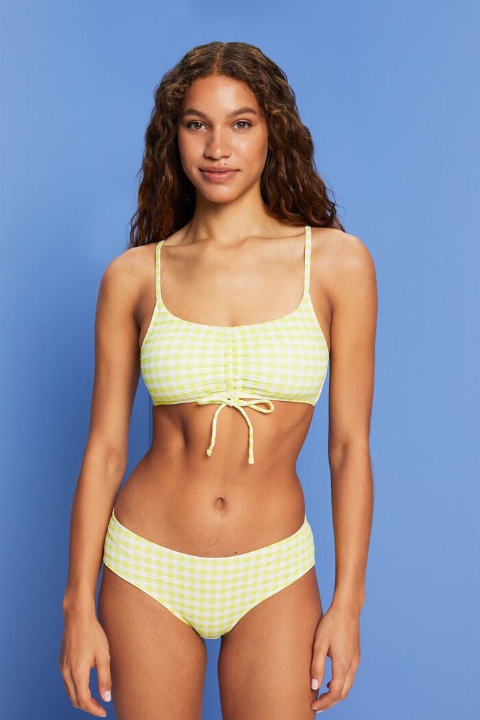 Återvunnet: Texturerad bandeau-bikiniöverdel, LIME YELLOW, detail image number 0