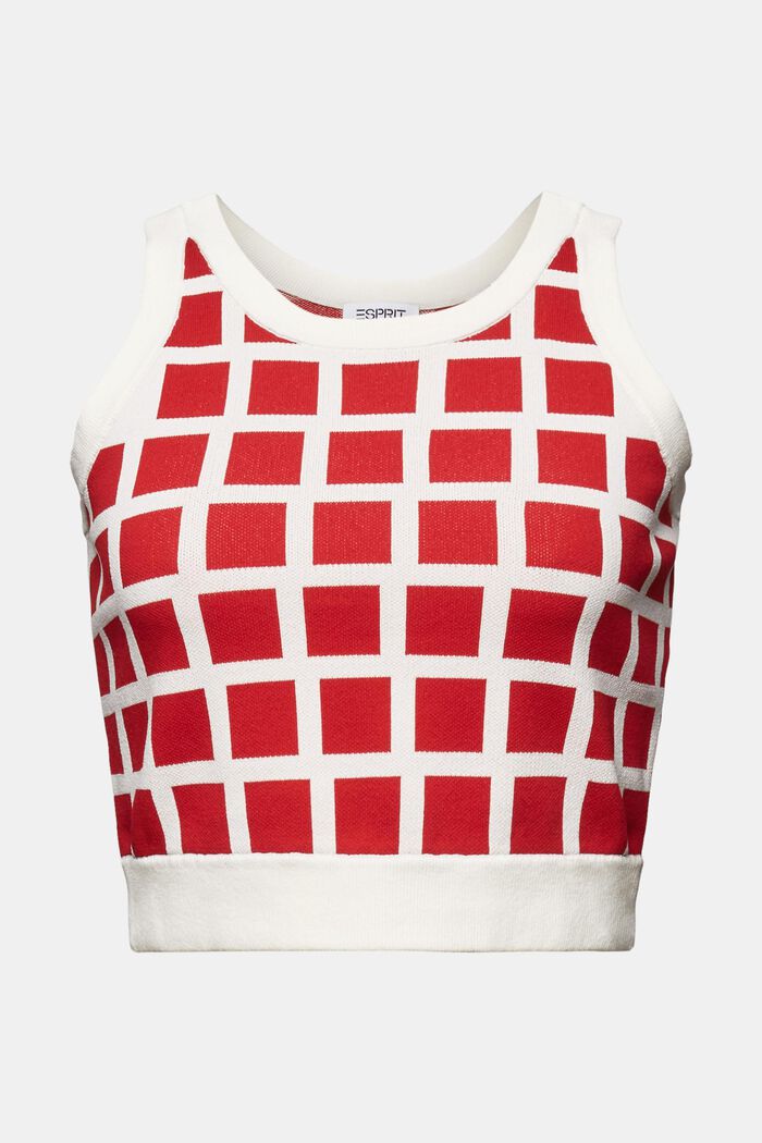 Croppat, jacquardmönstrat sweaterlinne, DARK RED, detail image number 6