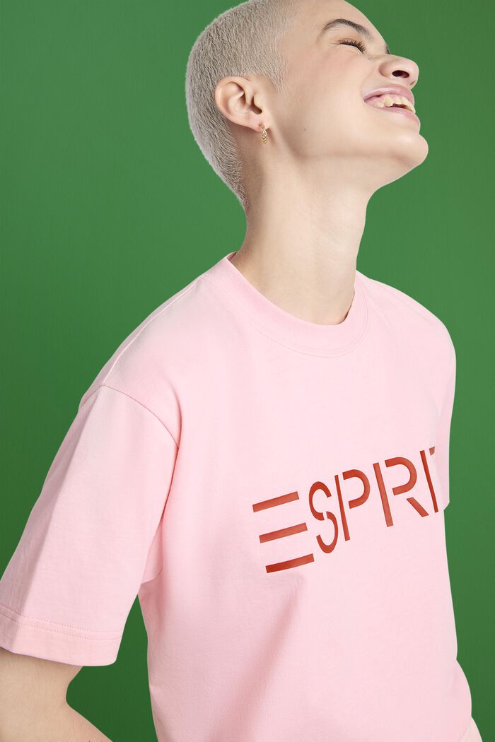 T-shirt i bomullsjersey med logo, unisexmodell, LIGHT PINK, detail image number 5