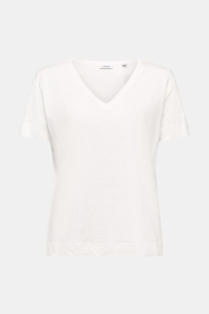 V-ringad T-shirt i jersey, OFF WHITE, detail image number 6