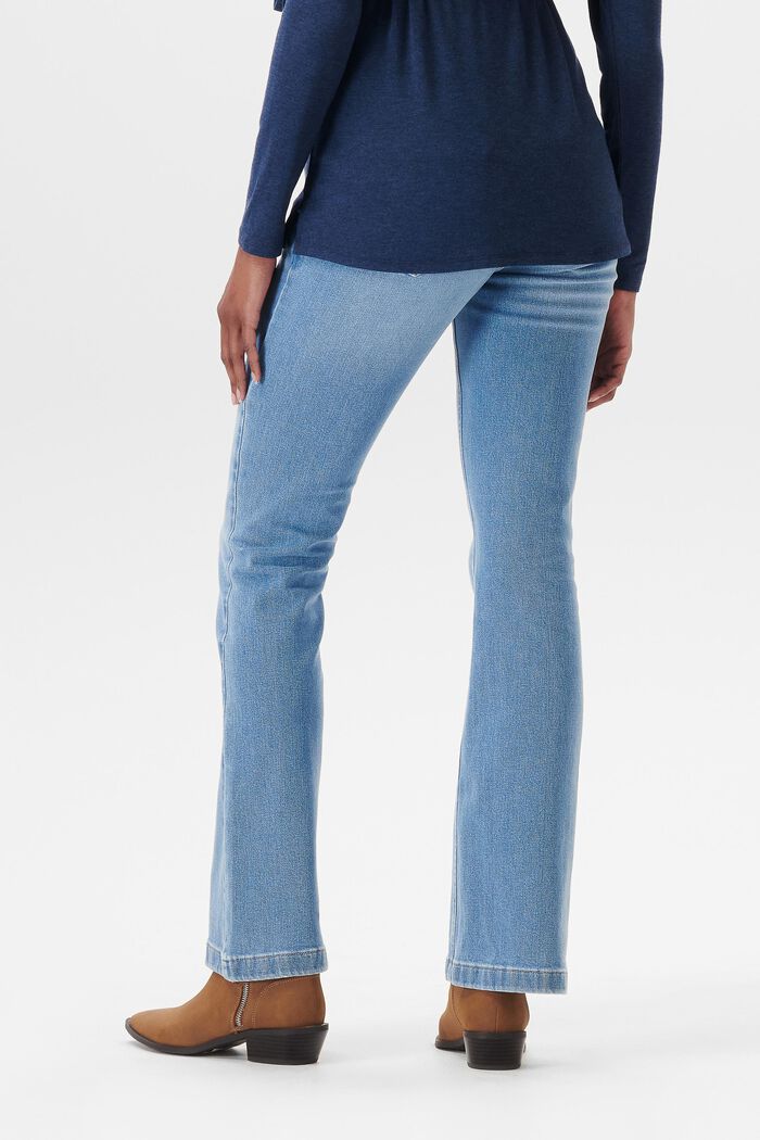 Jeans med utsvängda ben och midjeband över magen, BLUE MEDIUM WASHED, detail image number 1