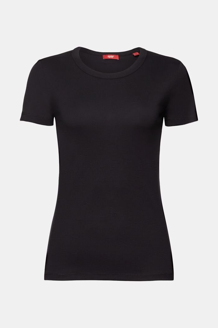 T-shirt med rund ringning, 100 % bomull, BLACK, detail image number 6