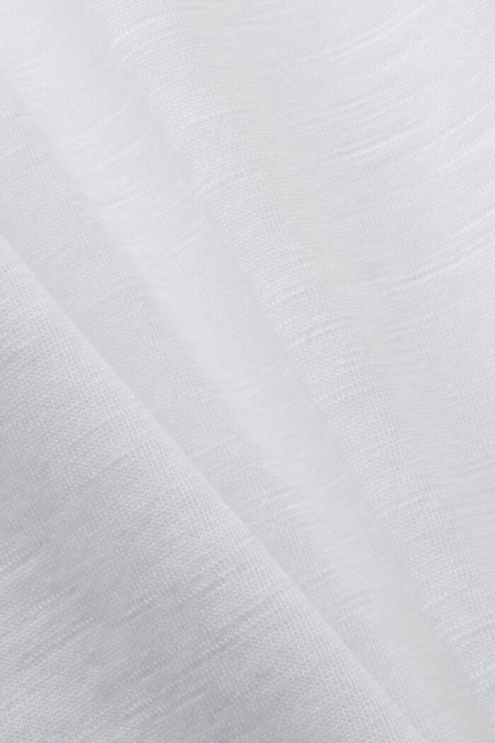 T-shirt i basmodell med rund ringning, 100 % bomull, WHITE, detail image number 5