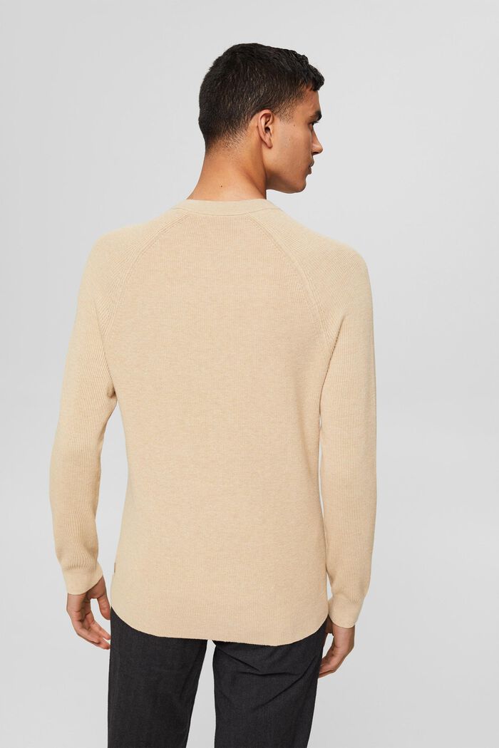 Stickad tröja i 100 % ekologisk bomull, SAND, detail image number 3