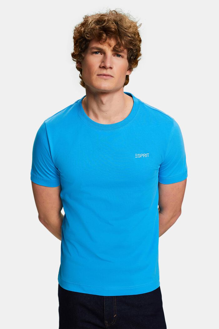 T-shirt i bomullsjersey med logo, BLUE, detail image number 4