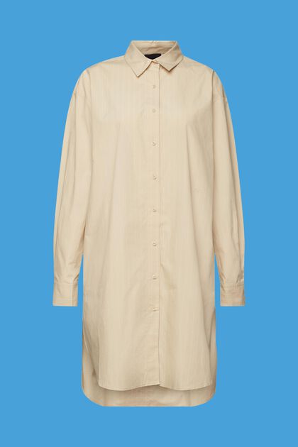 Kritstrecksrandig skjortklänning, 100% bomull