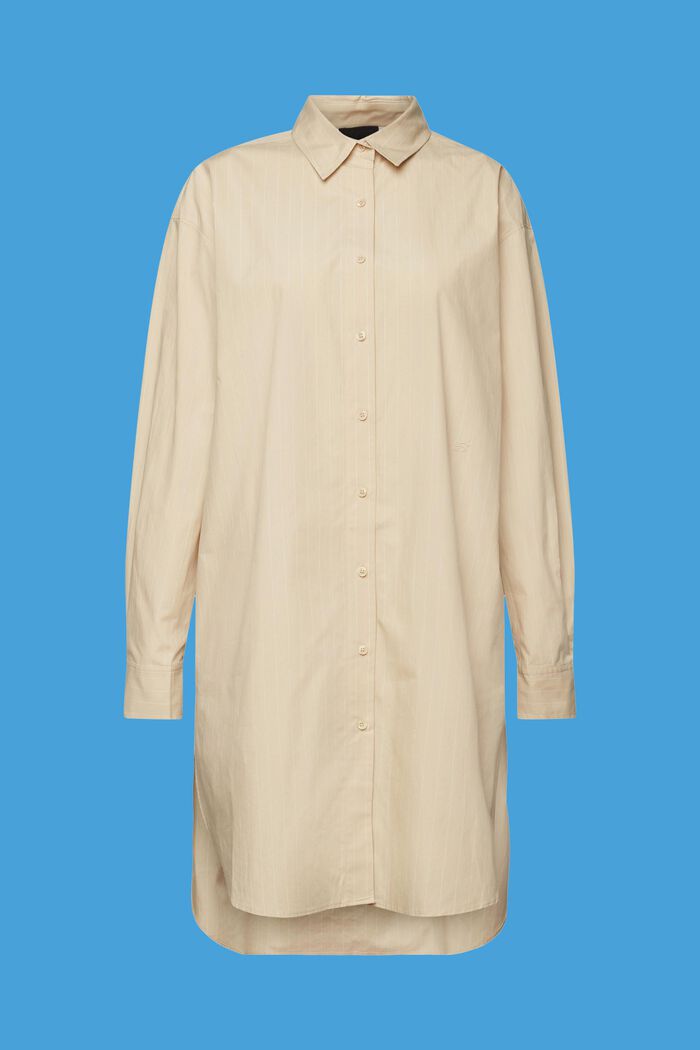 Kritstrecksrandig skjortklänning, 100% bomull, BEIGE, detail image number 6