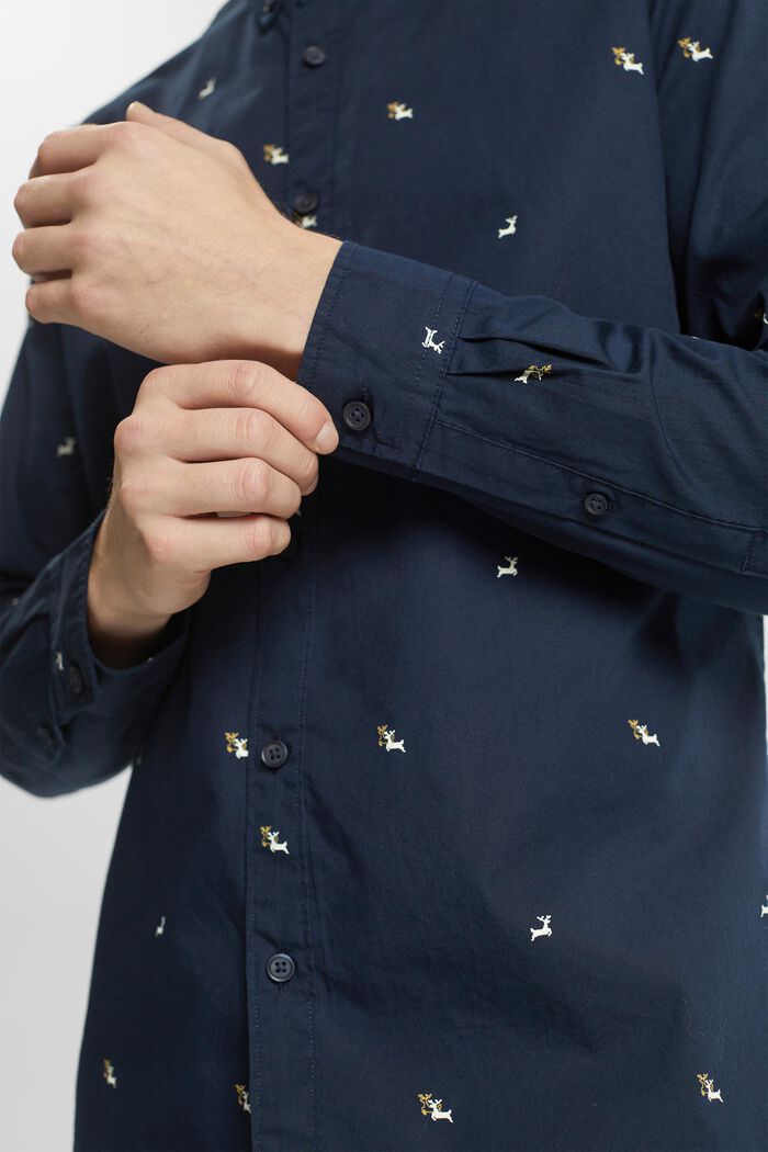 Skjorta med rentryck, PETROL BLUE, detail image number 2