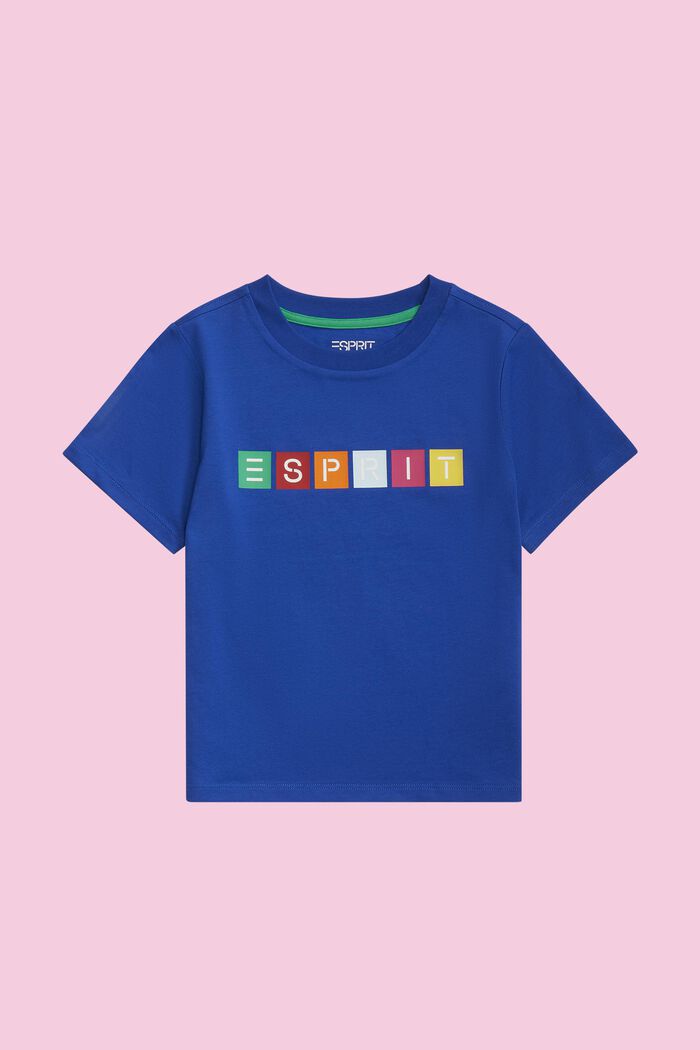 T-shirt i ekologisk bomull med geometrisk logo, BRIGHT BLUE, detail image number 1