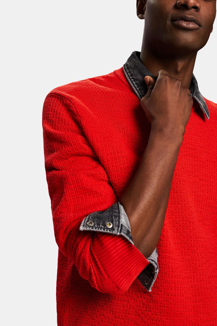 Strukturerad rundringad tröja, RED, detail image number 3