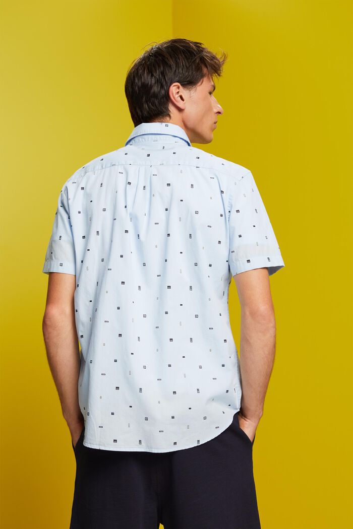 Mönstrad kortärmad skjorta, 100 % bomull, PASTEL BLUE, detail image number 3
