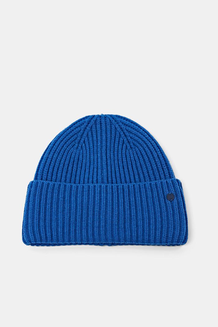Ribbstickad beanie, BRIGHT BLUE, detail image number 0