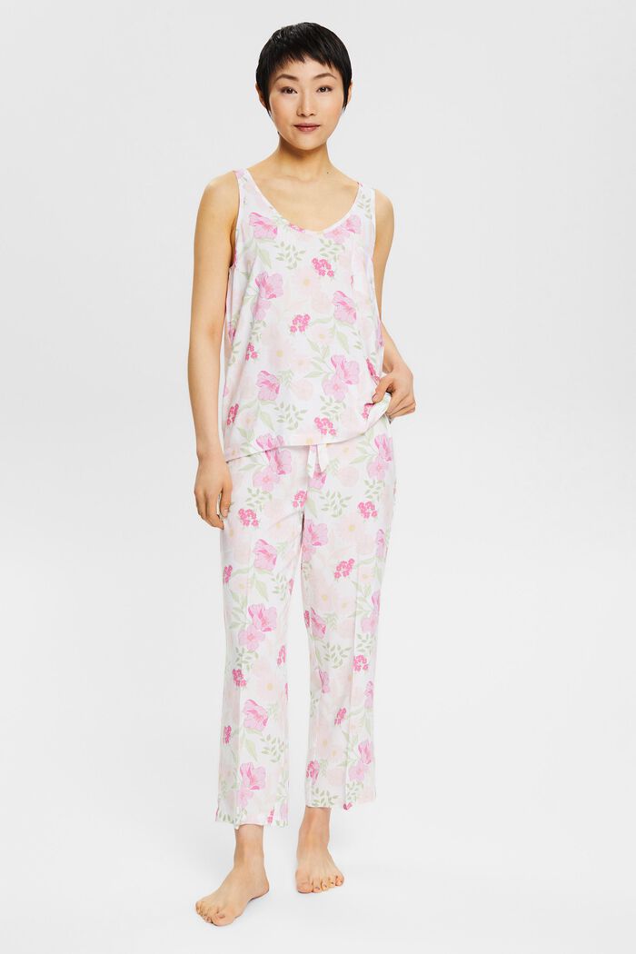 Blommönstrad pyjamas, LENZING™ ECOVERO™, WHITE, detail image number 0