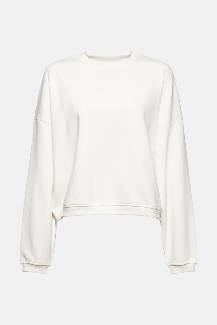 Kortare sweatshirt med ekobomull, OFF WHITE, overview