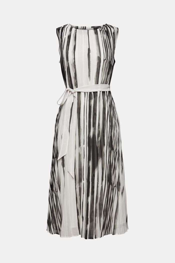 Återvunnet material: plisserad klänning med mönster, BLACK, overview
