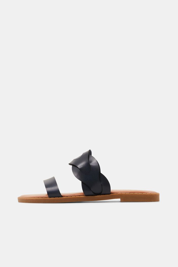 Flätade slip-in sandaler i veganskt läder, NAVY, detail image number 0