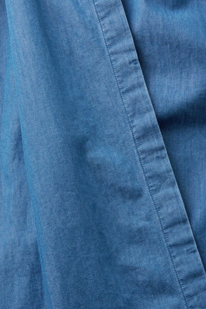 Midiklänning i bomullsdenim med knytskärp, BLUE MEDIUM WASHED, detail image number 5