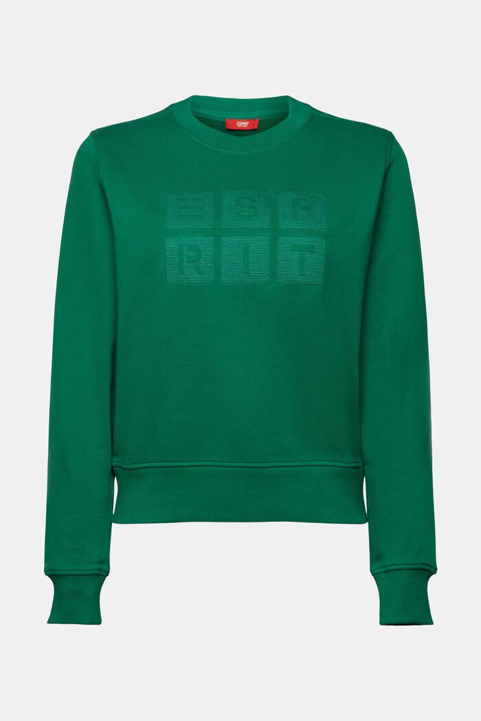 Sweatshirt med broderad logo, ekologisk bomull, DARK GREEN, detail image number 6