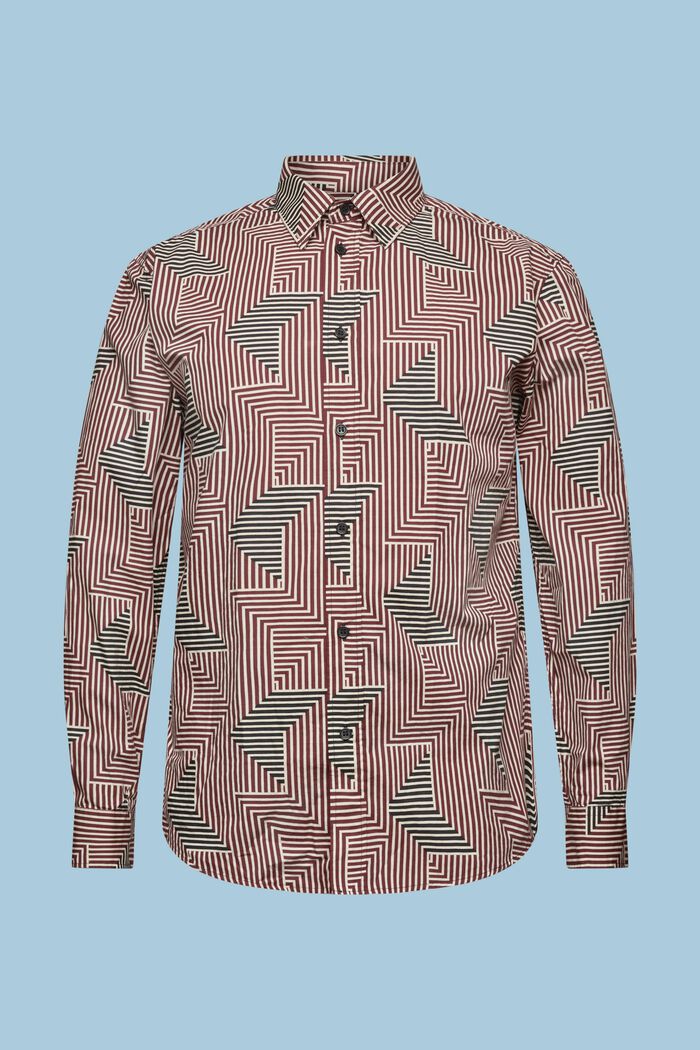 Skjorta med geometriskt tryck och normal passform, GARNET RED, detail image number 7