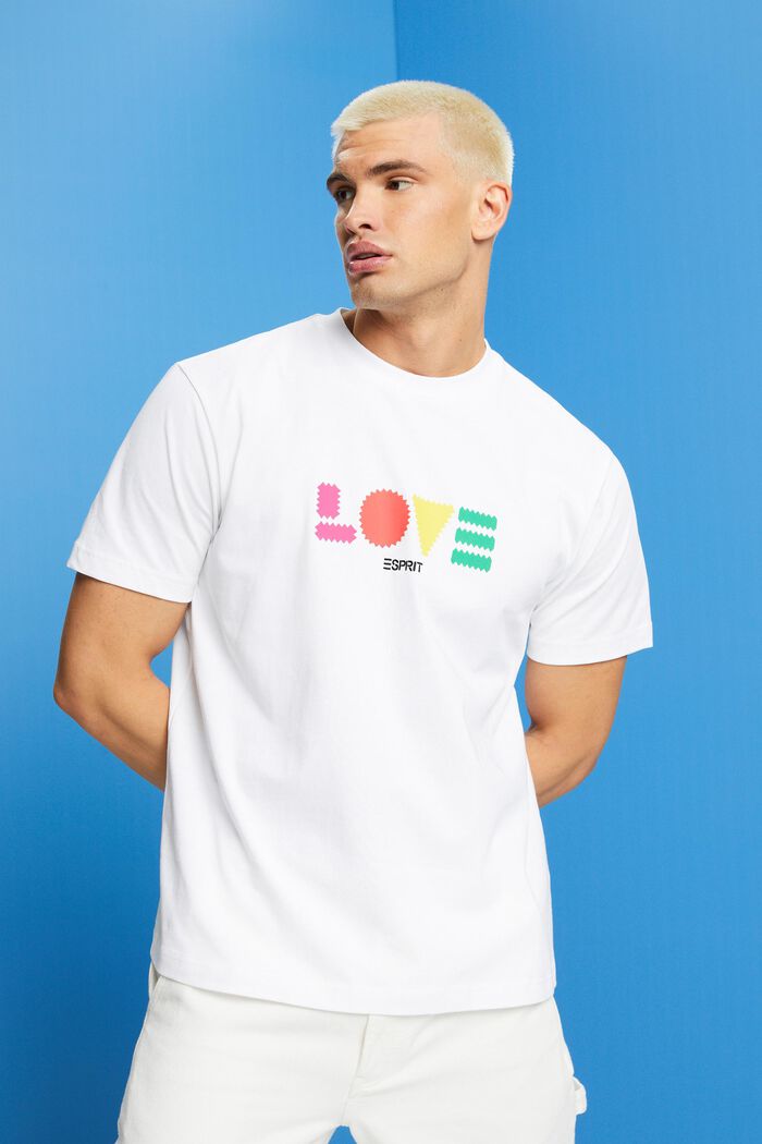 T-shirt i ekologisk bomull med geometriskt tryck, WHITE, detail image number 0