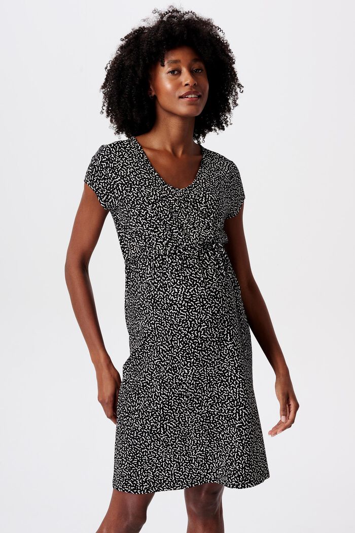 MATERNITY Amningsvänlig klänning med mönster, DEEP BLACK, detail image number 0
