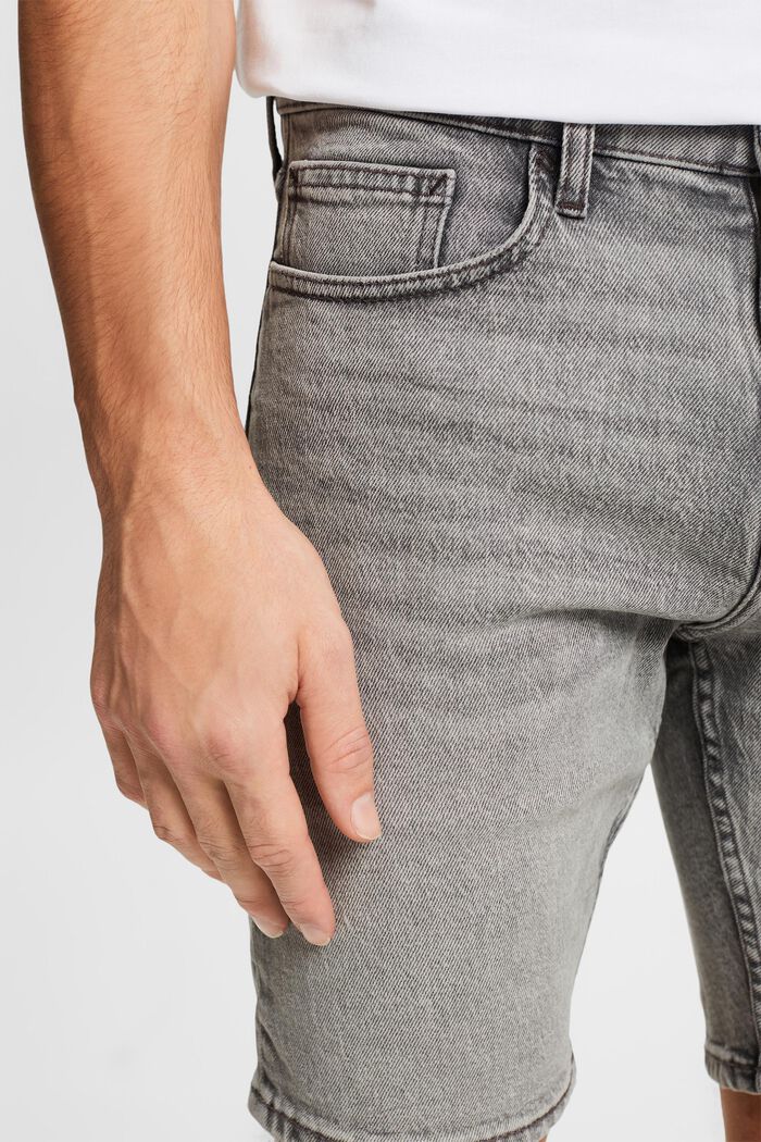 Smala jeansshorts med medelhög midja, GREY MEDIUM WASHED, detail image number 4