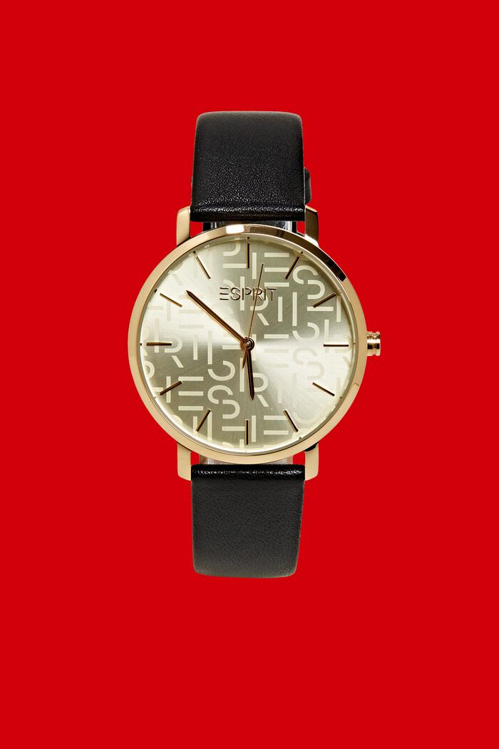 Klocka i rostfritt stål med logo på urtavlan, GOLD, detail image number 0