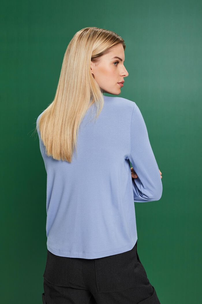 Smockad långärmad tröja, LENZING™ ECOVERO™, BLUE LAVENDER, detail image number 4