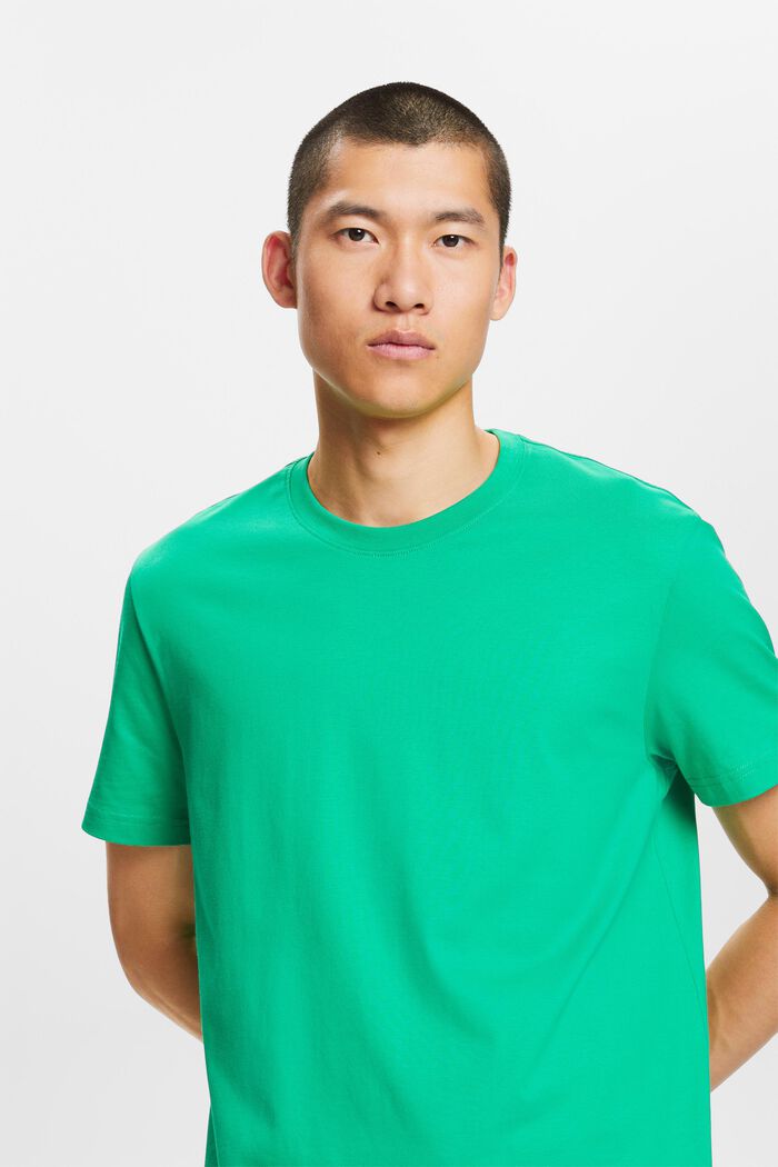 T-shirt i pimabomull-jersey med rund ringning, GREEN, detail image number 4