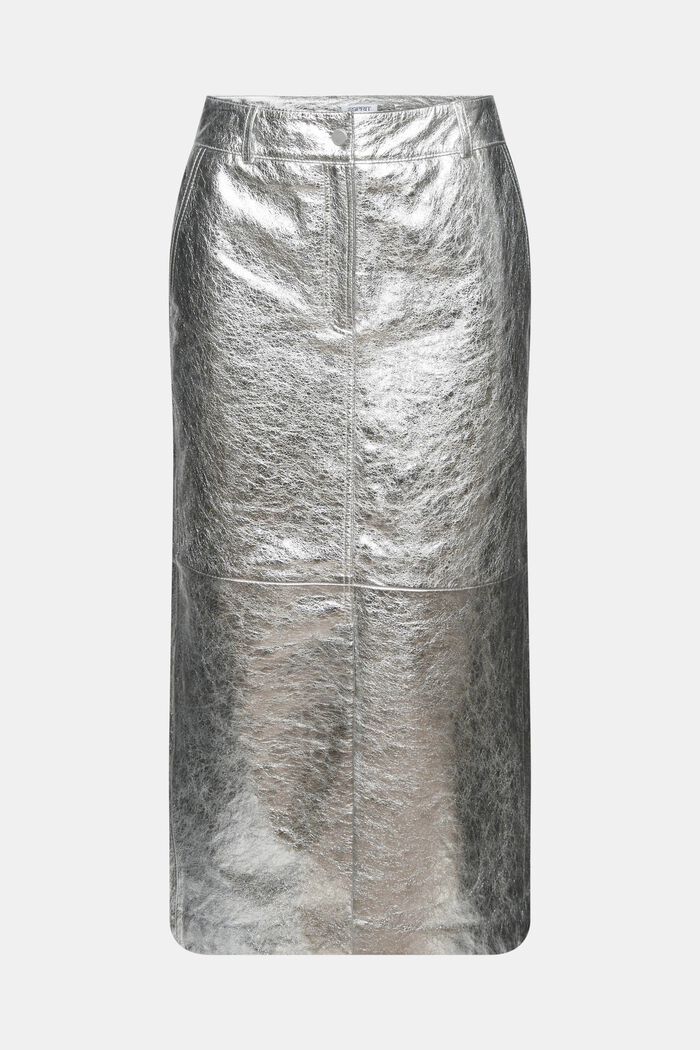 Skinnkjol med metallicbeläggning, SILVER, detail image number 6