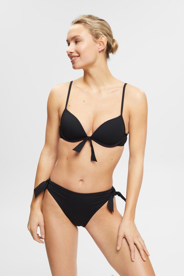Texturerad bikinitopp med knutdetalj, BLACK, detail image number 0