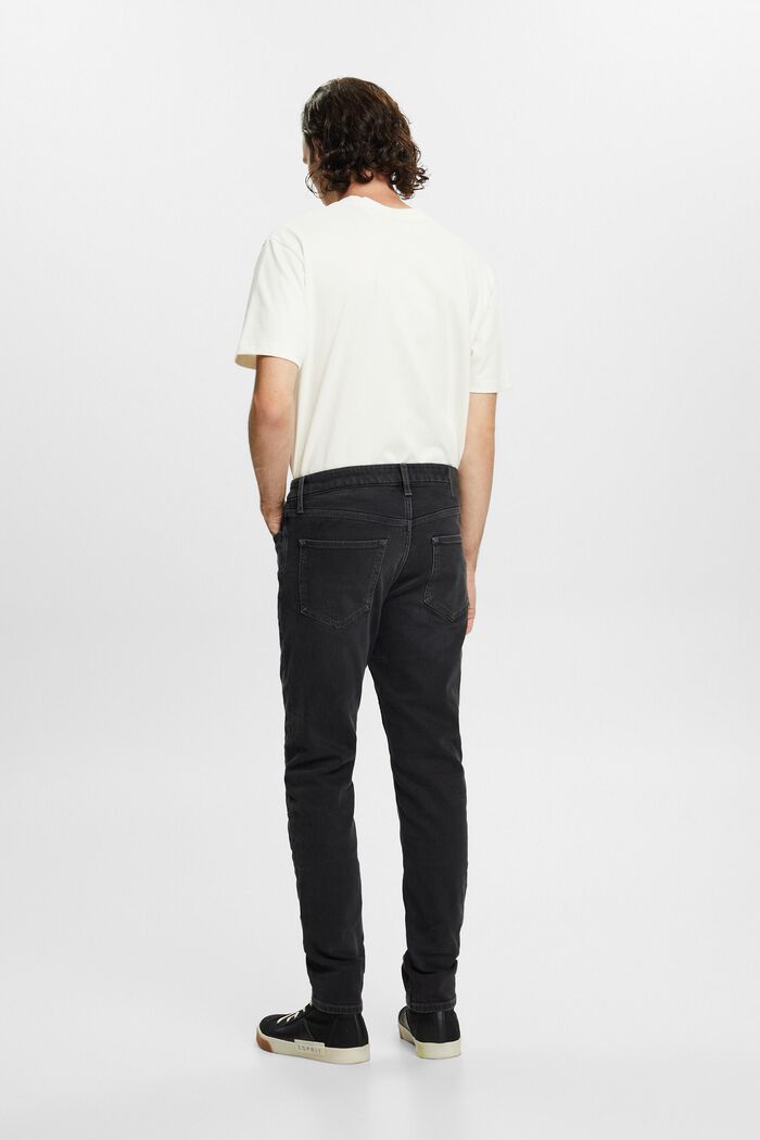 Regular avsmalnande jeans med medelhög midja, BLACK DARK WASHED, detail image number 3