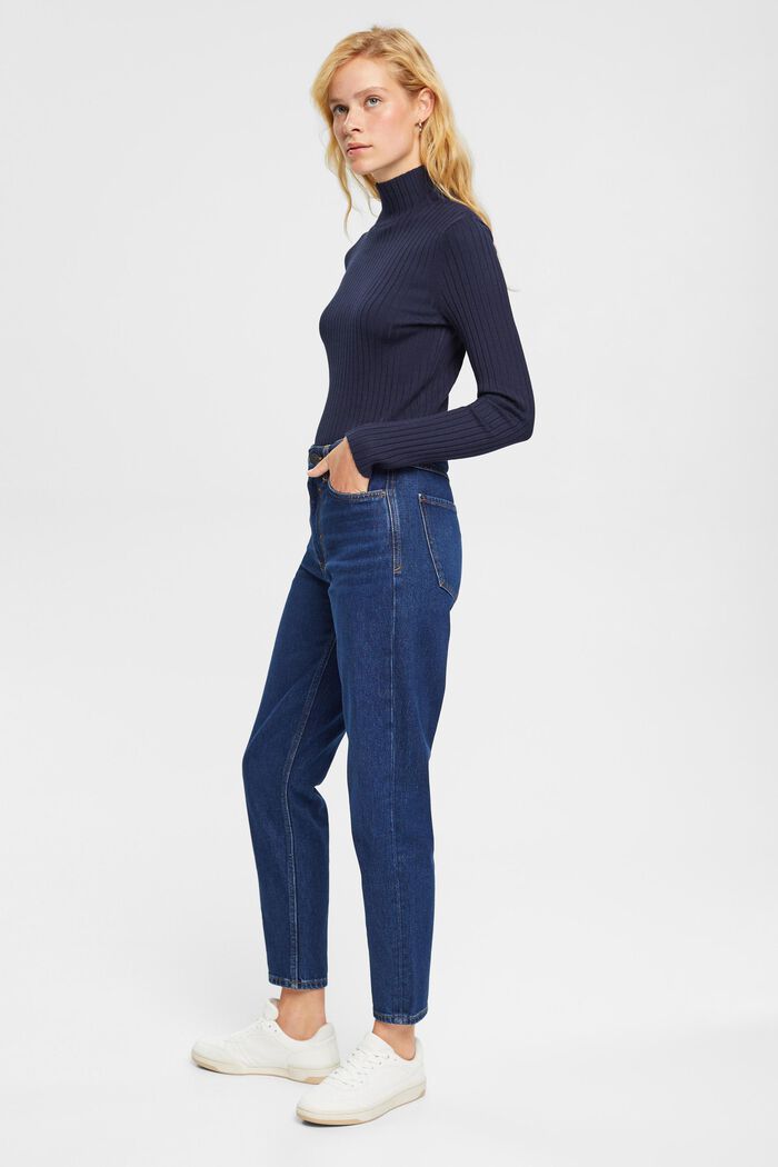 Mom-jeans med hög midja, BLUE DARK WASHED, detail image number 4