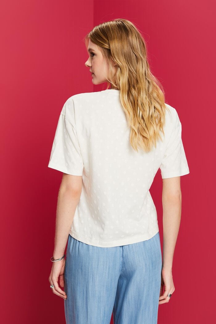 T-shirt med tryck ton-i-ton, 100 % bomull, OFF WHITE, detail image number 3