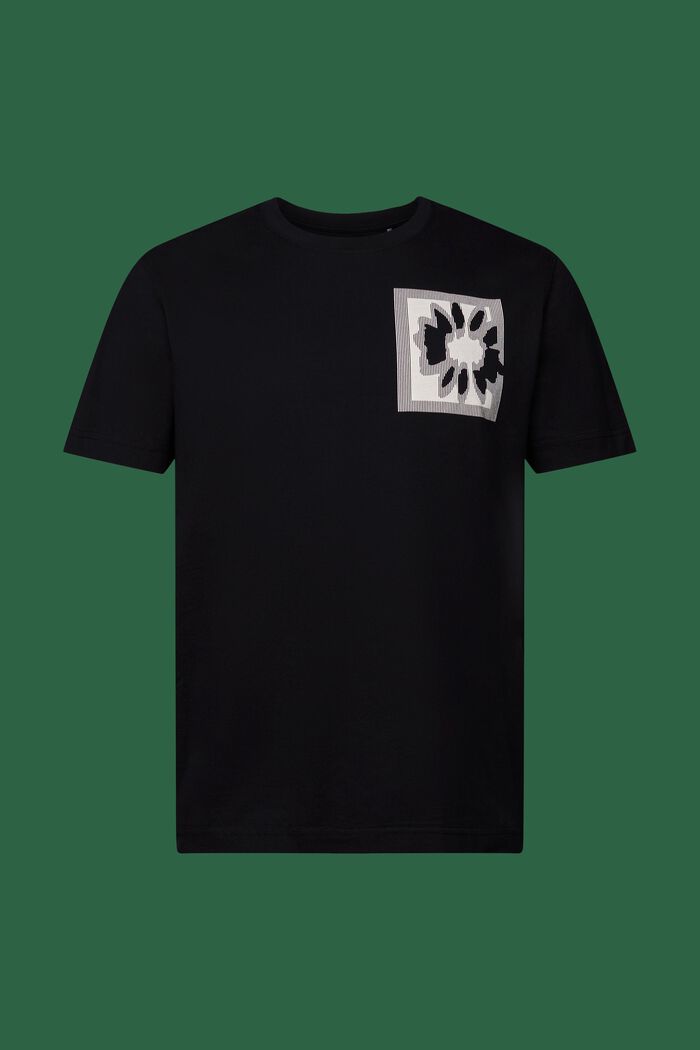 T-shirt med blomtryck och logo, BLACK, detail image number 5