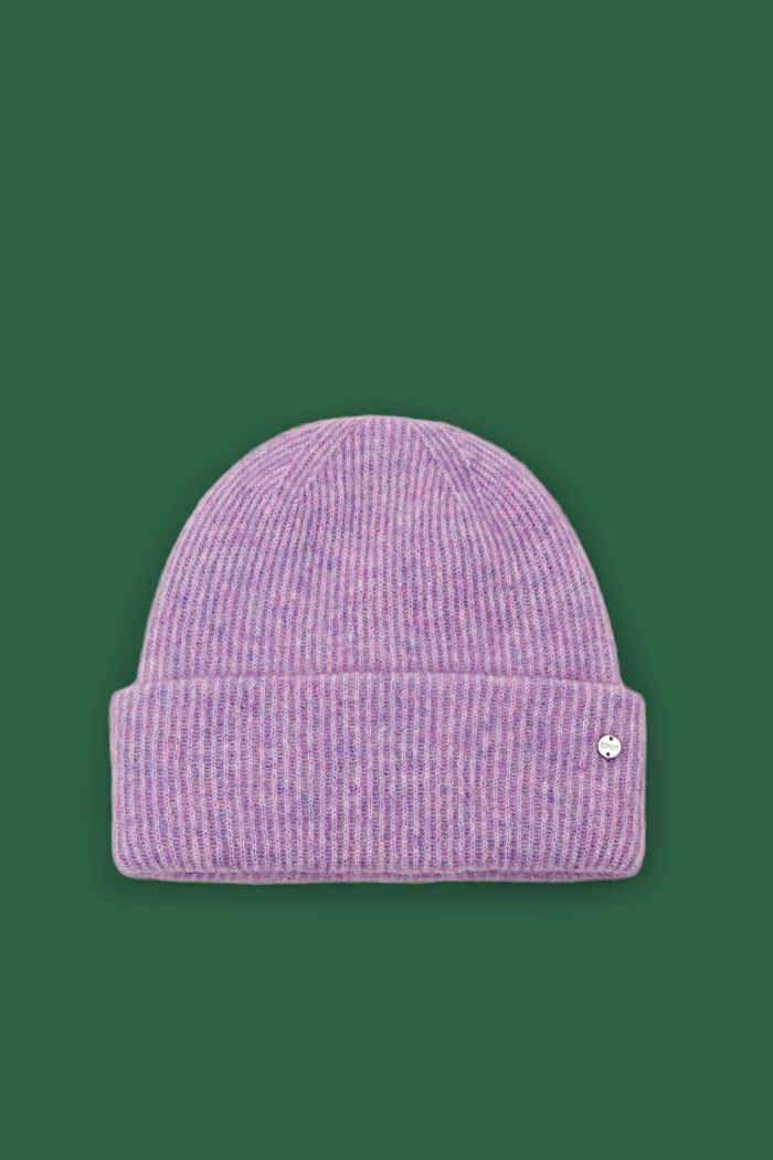 Ribbstickad beanie i mohair-/ullmix, LAVENDER, detail image number 0