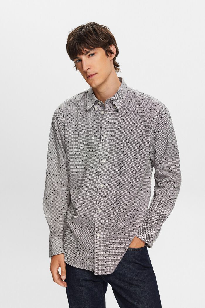 Mönstrad button down-skjorta, 100% bomull, DARK BROWN, detail image number 0