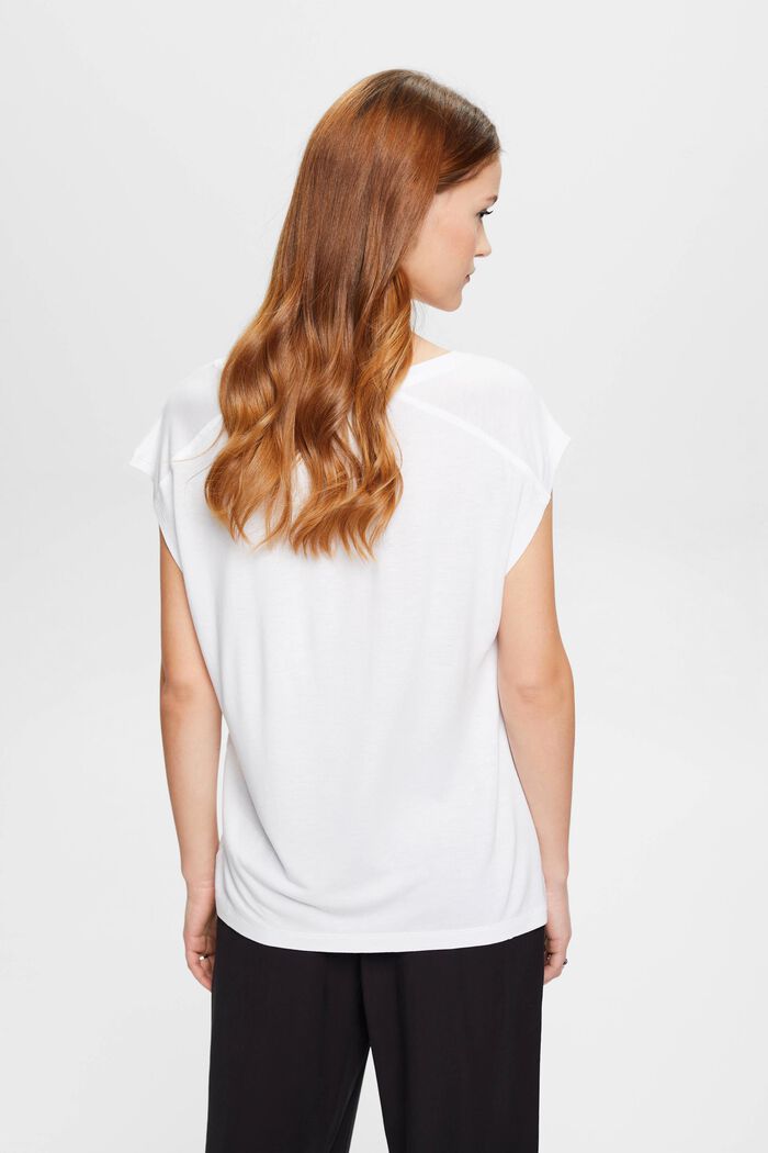 T-shirt med tryck fram, LENZING™ ECOVERO™, WHITE, detail image number 3