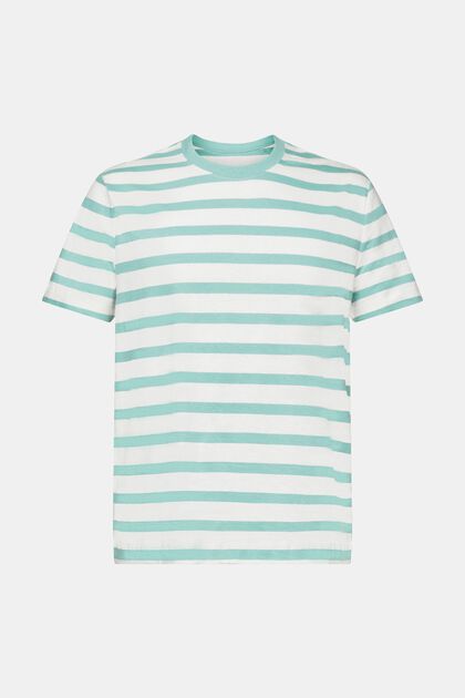 T-shirt i bomull-linnemix med rund ringning