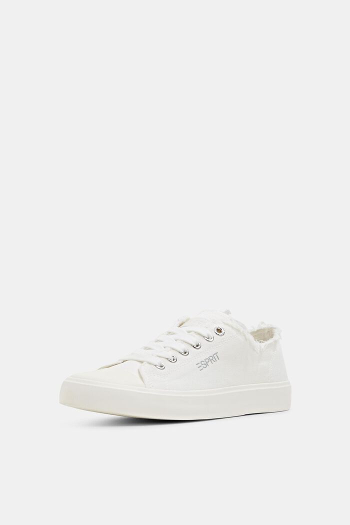 Sneakers i canvas med fransad kant, OFF WHITE, detail image number 2