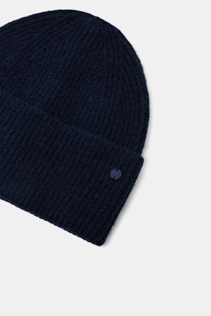 Ribbstickad beanie, NAVY, detail image number 1