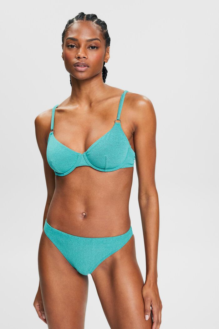 Tvåfärgad bikiniöverdel med byglar, AQUA GREEN, detail image number 0