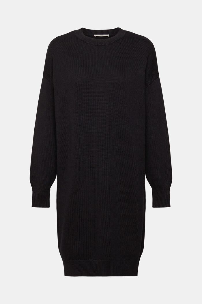 Stickad klänning, 100% bomull, BLACK, detail image number 6