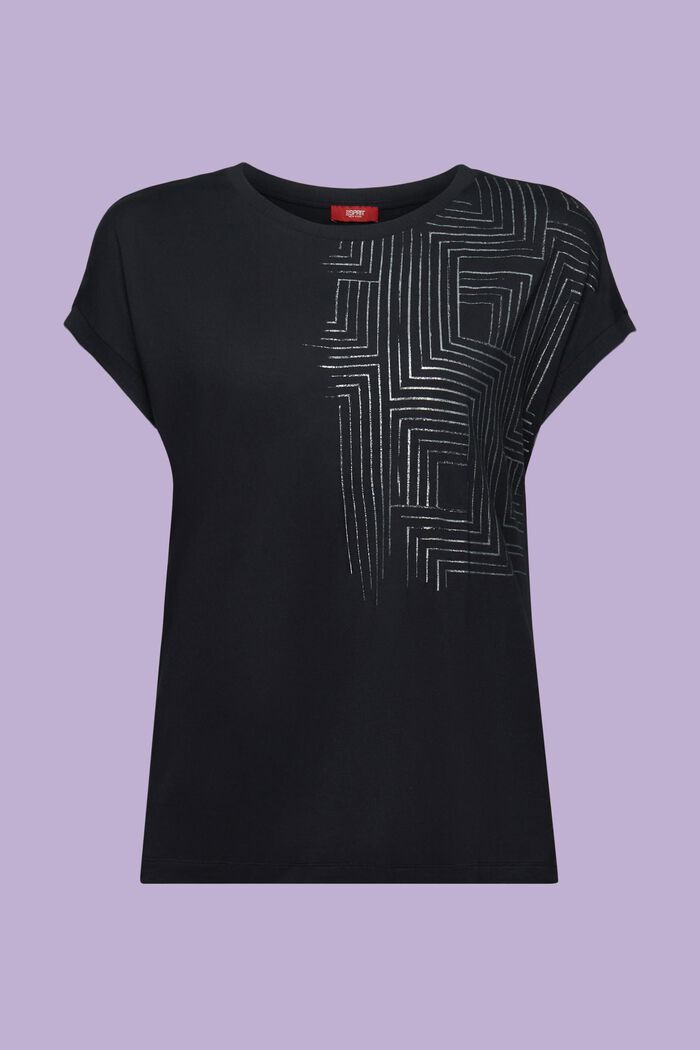 T-shirt i jersey med tryck, LENZING™ ECOVERO™, BLACK, detail image number 6