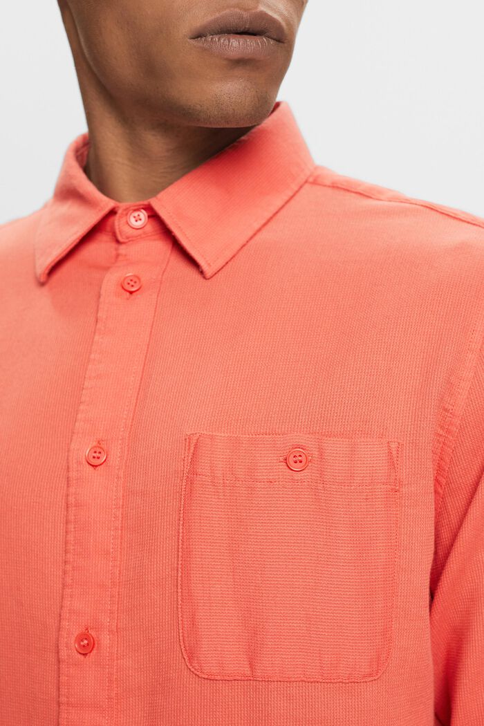 Strukturerade skjorta med smal passform, 100% bomull, CORAL RED, detail image number 2